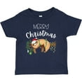 thumbnail image 3 of Inktastic Merry Christmas Cute Sloth with Santa Hat and Lights Boys or Girls Baby T-Shirt, 3 of 5