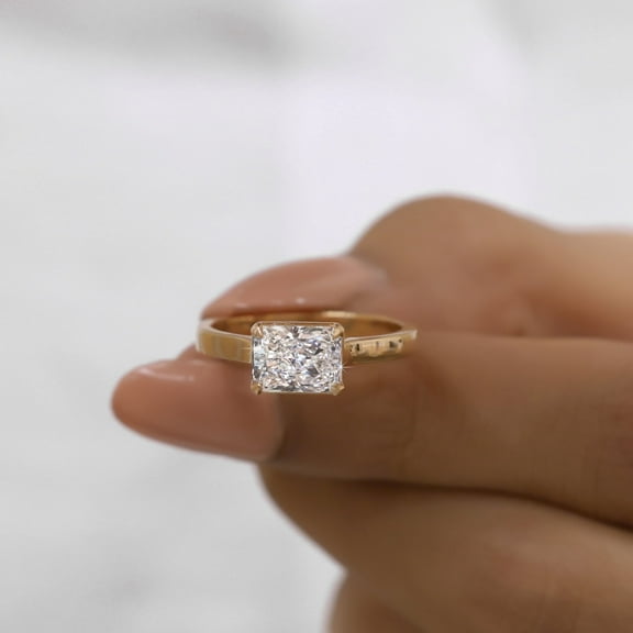 JEWELEGANT 2 Ct Radiant Moissanite Engagement Ring - East West Ring for Women
