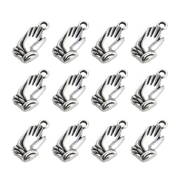 5 paquetes de 50 colgantes delicados con gesto zen, creativos y de oración, de aleación, hechos a mano, de metal, para pulseras, collares y bisutería (plata).