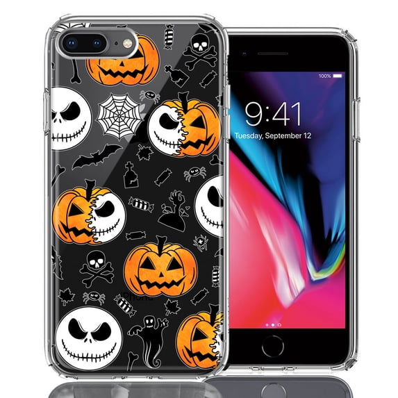 MUNDAZE Apple iPhone 7/8 Plus Halloween Jack-O-Lantern Pumpkin Skull Spooky Design Double Layer Phone Case Cover
