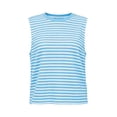 thumbnail image 4 of ClodeEU Women's Striped Crewneck Sleeveless Tank Top with Butterfly Back ,Solid Color Casual Summer Top Light Blue,Women's Plus M, 4 of 7