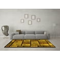 thumbnail image 3 of Ahgly Company Machine Washable Indoor Round Abstract Yellow Modern Area Rugs, 6' Round, 3 of 4