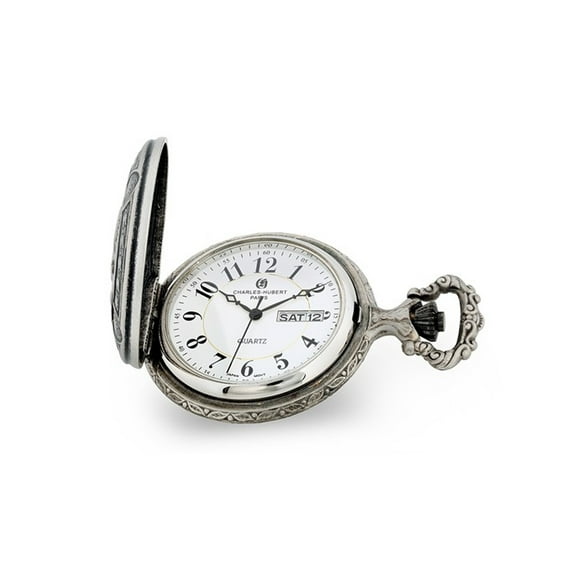 Charles Hubert Antique Chrome Finish Sailing Ship Pocket Watch (48mm) for Men