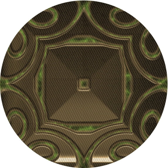 Ahgly Company Indoor Round Patterned Oak Brown Area Rugs, 6' Round