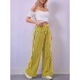 thumbnail image 2 of Women Drawstring Striped Pants Loose Wide Leg Trousers Casual Low Waist Pants Comfy Lounge Pants with Pockets Yellow XXL, 2 of 5