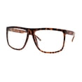 thumbnail image 3 of Thin Plastic Hipster Horn Rim Flat Top Clear Lens Eyeglasses Brown Tortoise, 3 of 4