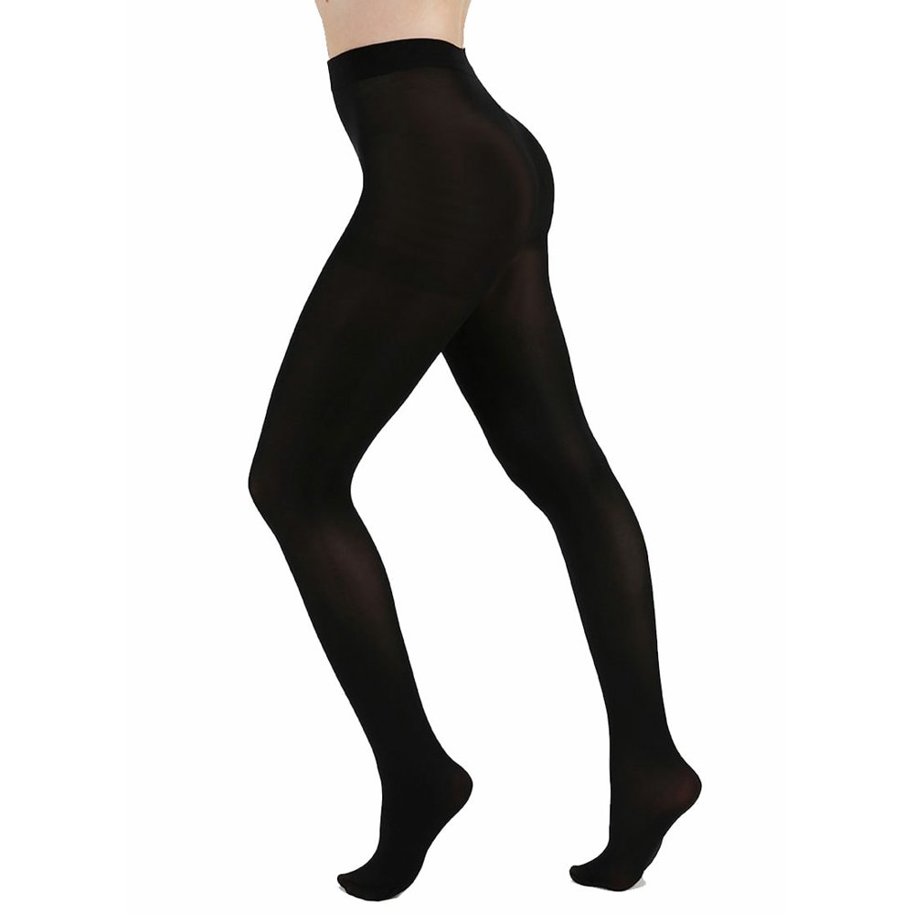 Malka Chic Black Opaque Full Footed Tights 80D, Pantyhose for Women