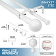 thumbnail image 3 of Urbanest Steel Ball Manhattan 1" 5/8" Double Drapery Curtain Window Rod Set - 48" to 84", White, 3 of 6
