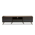 thumbnail image 3 of Contemporary Two-Tone Grey & Walnut Finished Wood TV Stand with Drop-Down Compartments, 3 of 5