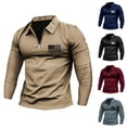 thumbnail image 2 of CENL Mens Casual Long Sleeve Shirt Slim Zip Collar Sports T Shirt Muscle Tops Tee, 2 of 9