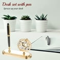 thumbnail image 4 of Highly Polished 24K Gold Plated Executive Desk Set with Pen and Globe Ornament by Matashi, 4 of 7