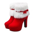 thumbnail image 4 of Botines navideños de invierno con tacón alto, plataforma gruesa y felpa hasta el tobillo, 4 of 7