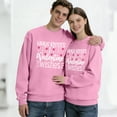 thumbnail image 2 of Men's "Hugs Kisses Valentine Wishes" Print Round Neck Long Sleeve Top - Unisex Couple Matching Casual Sports Shirt, Comfort Fit, Soft Fabric for Casual Wear,Pink,M, 2 of 6