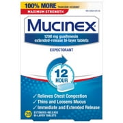 Mucinex 12 Hr Max Strength Chest Congestion Expectorant Tablets, 28 ea (Pack of 6)