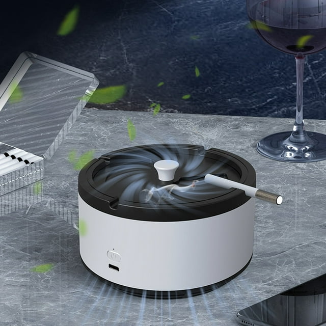 Cenicero purificador para cigarrillos de interior – Ambientador multifuncional 2 en 1 con sensor inteligente y batería recargable USB para el hogar, la oficina y el dormitorio.