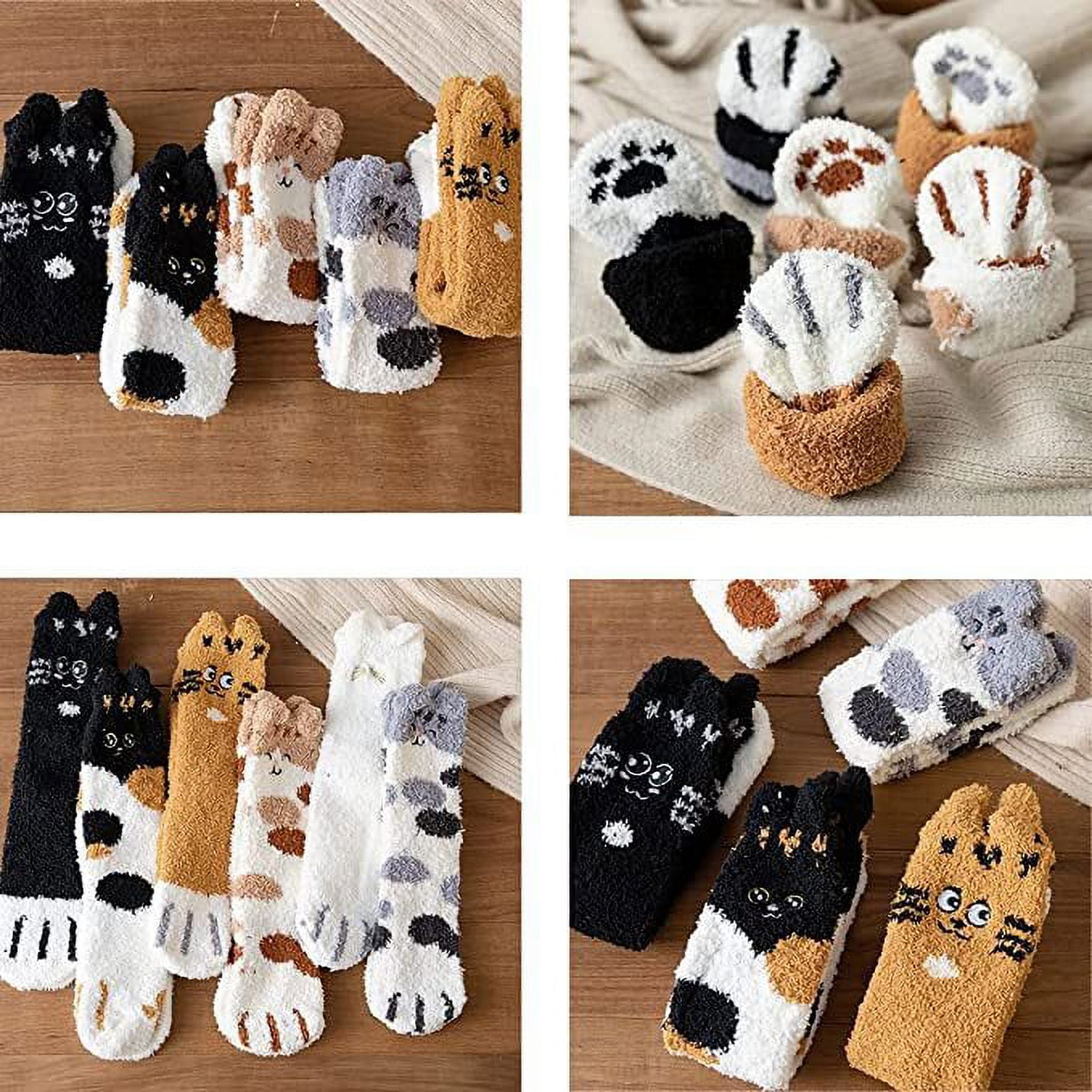 GEEKEO Cat Paw Socks, 5 Pairs Cat Claw Socks for Girls Women Cozy
