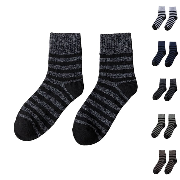 Purcolt Women's 1PC Striped Knit Crew Socks Comfortable Thick Ribbed Cuff Mid Calf Socks for Casual Work and Daily Wear