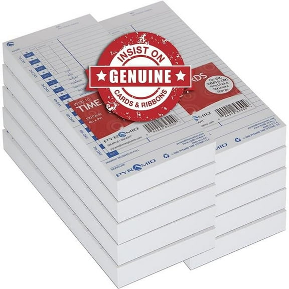 Attendance Cards for Time Clock Models 3500-3550SS-3600SS-3700, White - 1000 per pack