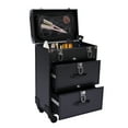 thumbnail image 3 of 3 Tiers Rolling Makeup Train Case Cosmetic Trolley Travel Storage Organizer Box Black, 3 of 12