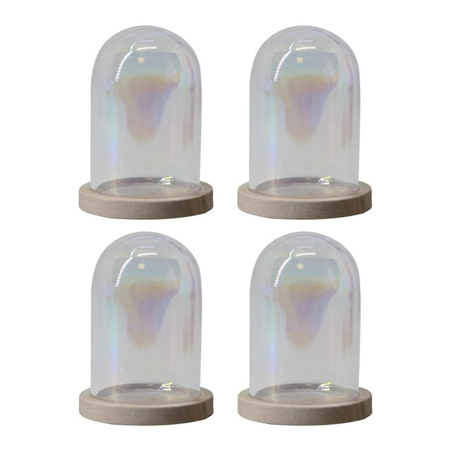 4 piezas de campana de cristal transparente con forma de campana, contenedor para flores con base Marrón claro