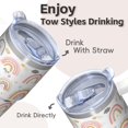 thumbnail image 4 of 20oz Insulated Coffee Travel Mug with Lids and Straws, Bohemian Stainless Steel Tumbler, Double Wall Vacuum Leakproof Boho Design, 4 of 5