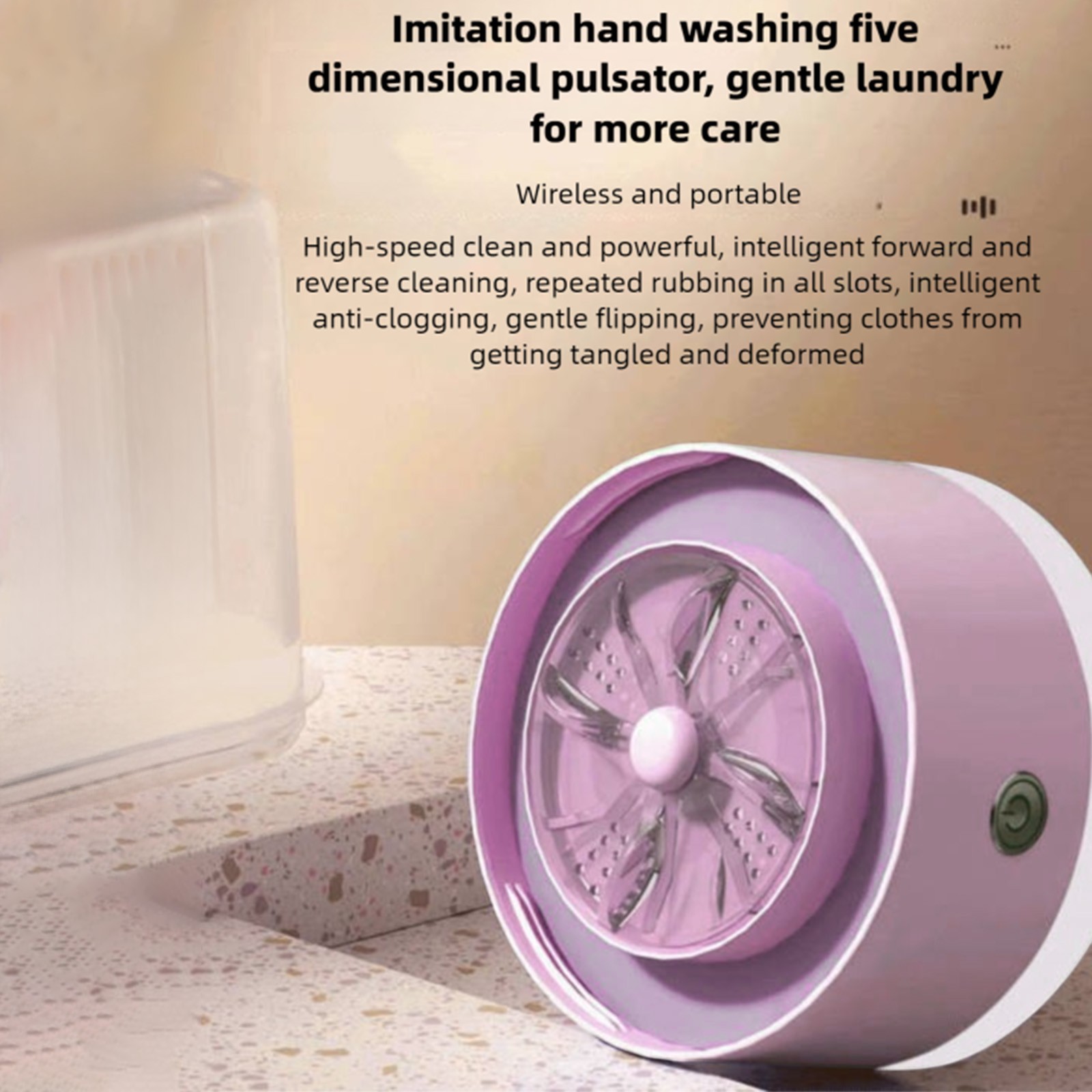 Portable Mini Washing Machine, Wireless Laundry Cup, Convenient Installation-Free Underwear and Sock Washer for Dorm, Camping, and Small Space Use