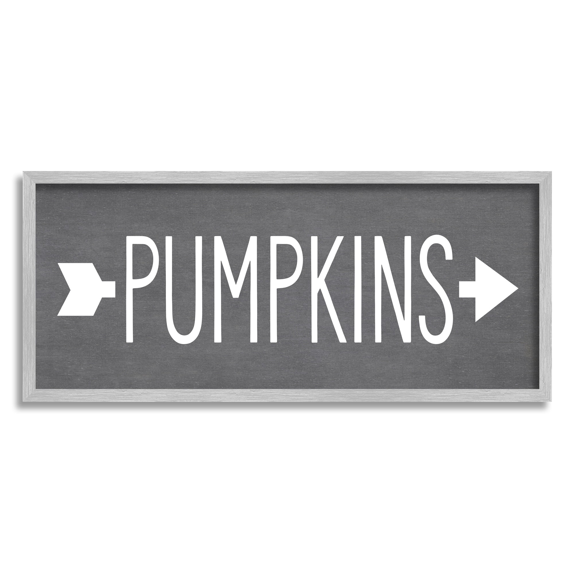 Stupell Industries Pumpkins Rustic Seasonal Autumn Arrow Pointing Sign Graphic Art Gray Framed Art Print Wall Art, Design by Lettered and Lined