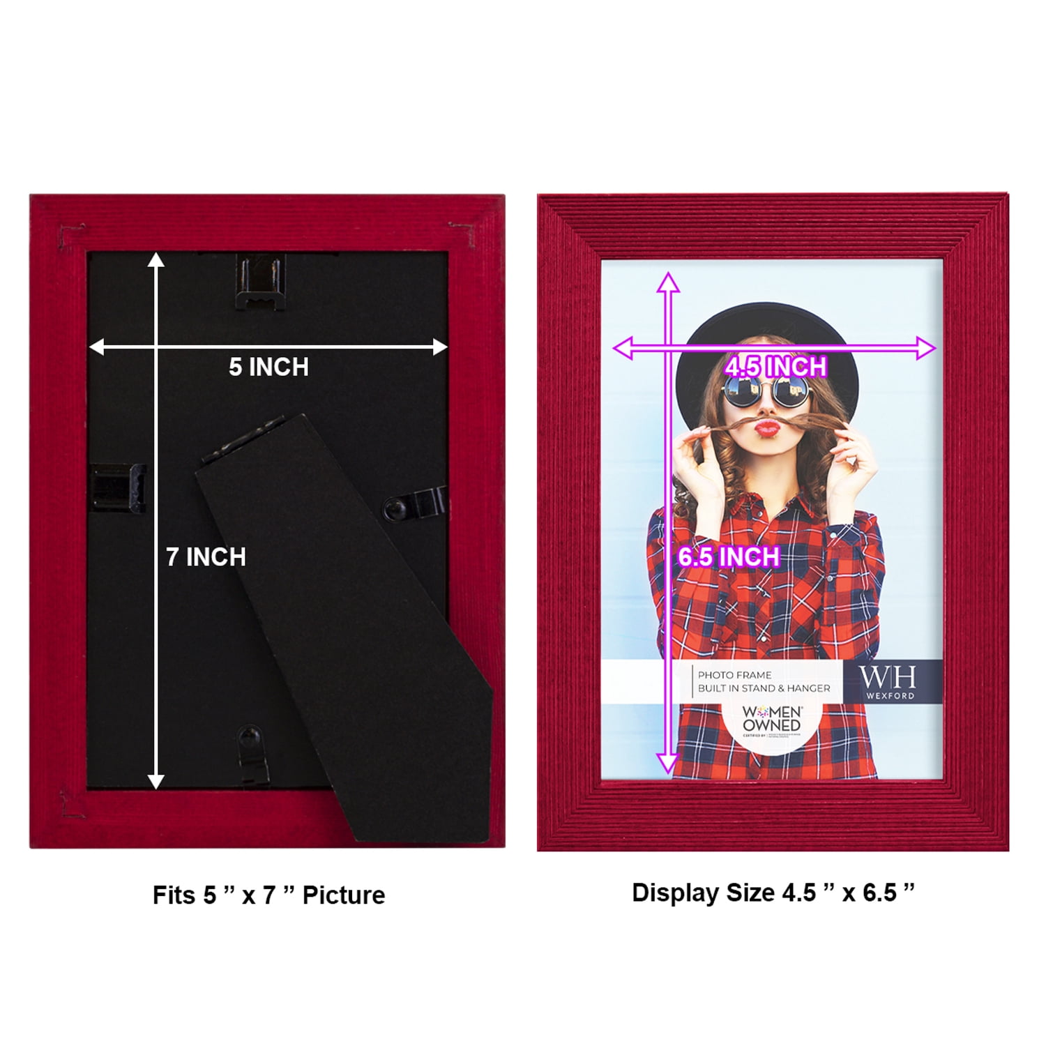 Grooved 5 in. x 7 in. Red Picture Frame (Set of 2)