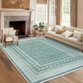 thumbnail image 2 of Nanan 9'x12' Modern Bordered Area Rug Geometric Carpet, Washable Stain-Resistant Non-Slip Rug for Living Room Bedroom Home Office, Green, 2 of 10