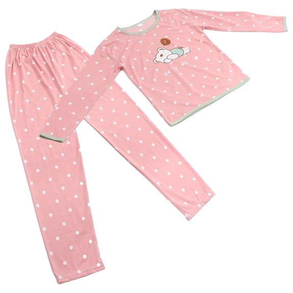 MUSEYA Cotton Pyjamas Set for Women Pink Long Sleeve M Autumn Loungewear
