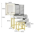 thumbnail image 4 of QinaQin Vanity Table Set with Sliding LED Mirror, Power Outlet, 4 Drawers, Storage Shelves and Cushioned Stool, 4 of 7