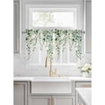 thumbnail image 2 of Half Window Curtain 36 Inches Long, Eucalyptus Leaves Window Treatment Curtain Drapes, Teal Botanical Summer Watercolor Small Tier Curtains for Bathroom Over Sink, 27.5"x36", 2 Panels, 2 of 7
