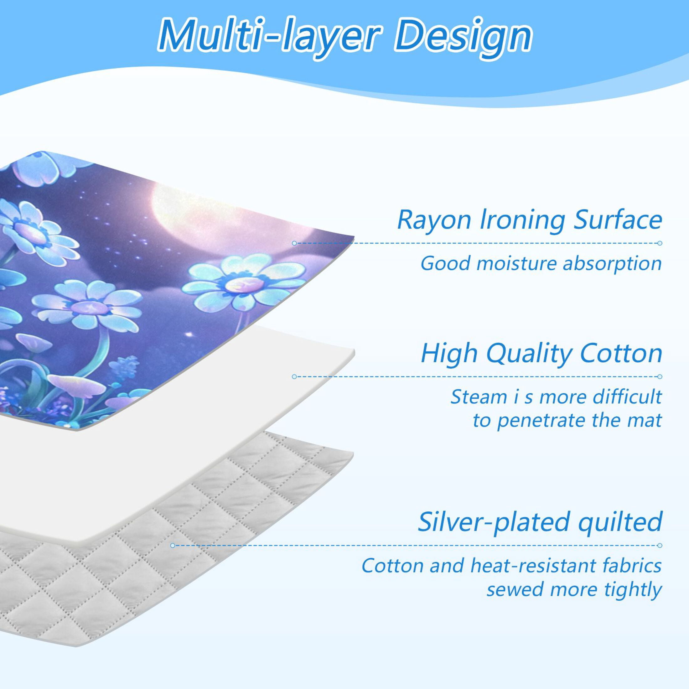Ironing Mat Portable Ironing Blanket for Table Top Travel Ironing Pad for Washer Dryer 27.6" x 47.2" Glowing Flowers