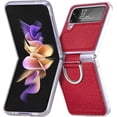 thumbnail image 3 of Case for Galaxy Z Flip 4 5G 2022 Cover,  Slim TPU Frame Back Cover Protective Phone Case for Galaxy Z Flip 4 5G 2022, with Ring, Red, 3 of 13