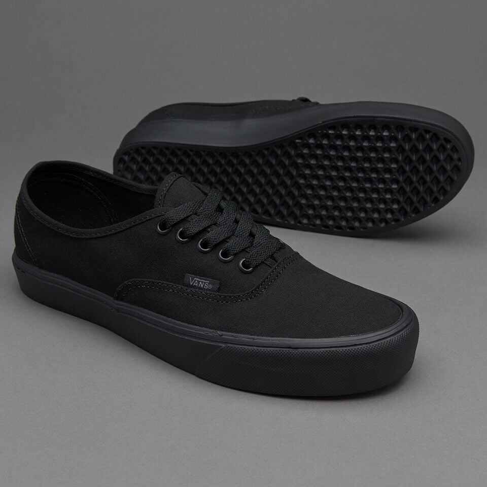 Vans Authentic Lite Canvas Black/Black Men's Classic Skate Shoes Size ...