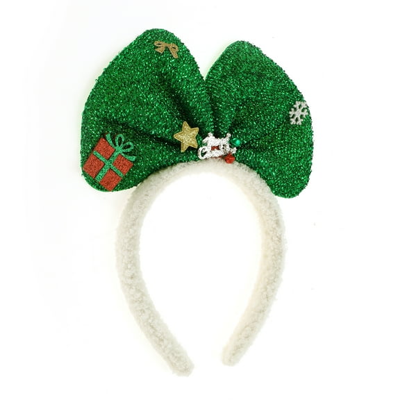 Unique Bargains 1 Pc Classic Bow Shape Headband for Halloween 4.72" Diameter Green White