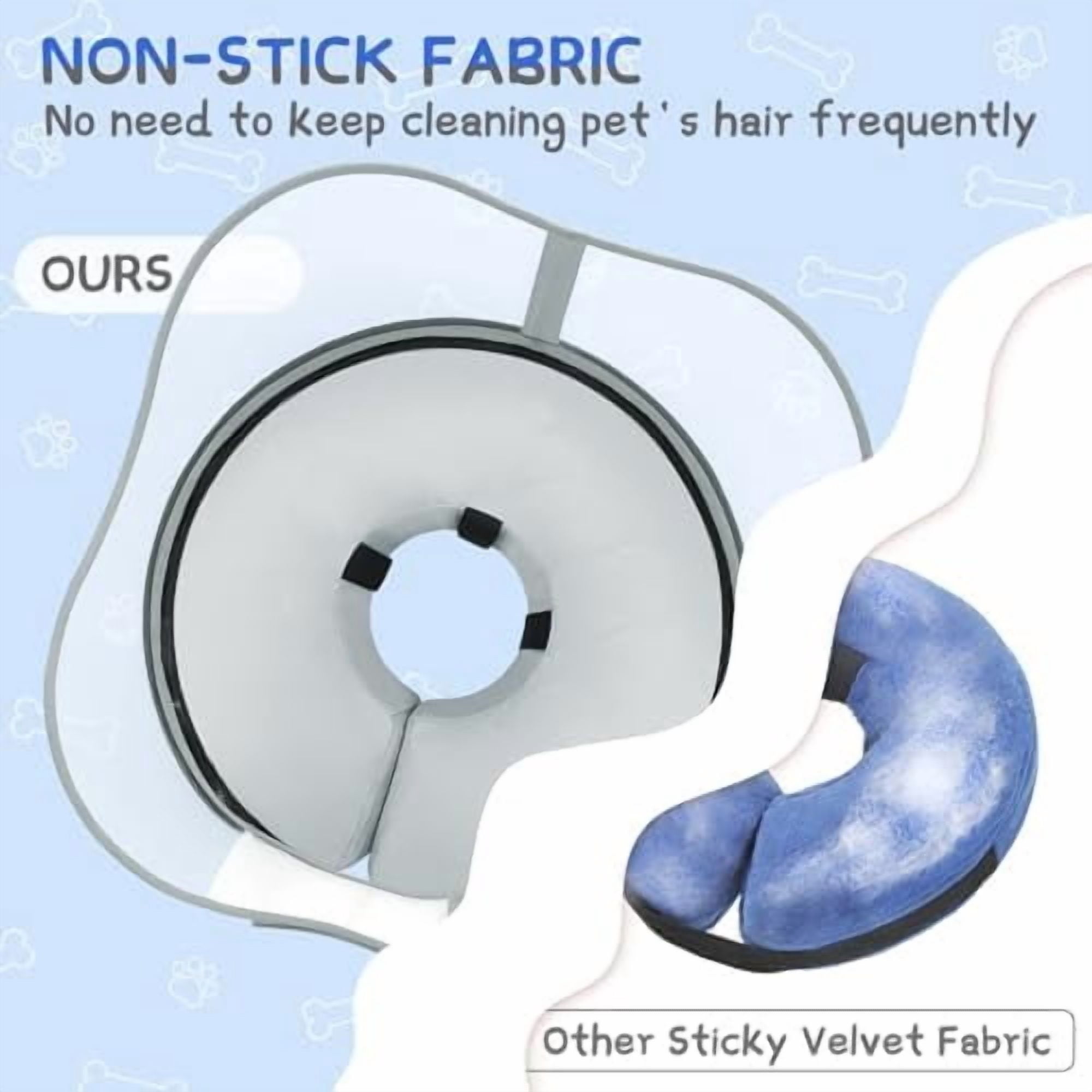 Raised Inflatable Dog Cone Collar to Stop Licking, Soft Dog Cone Alternative After Surgery, Pet Neck Donut Collar for Small Medium Large Dogs Solid Grey,XXL(Neck 18.5"-23.5")