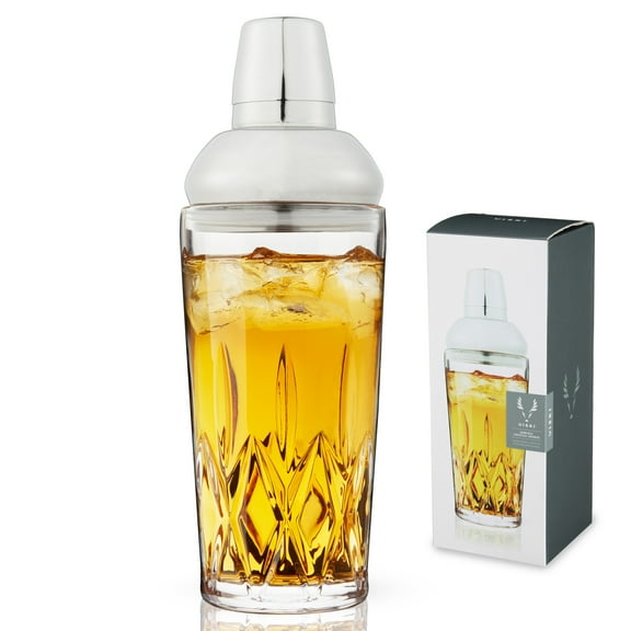 Viski Admiral Crystal Cocktail Shaker, Home Bar, Bartender Gifts, 25 oz