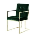 thumbnail image 3 of Karl Hunter Green/Gold Velvet Dining Chairs, Pack of 2 - Button Tufted, Square Arm, Gold Frame, 3 of 9