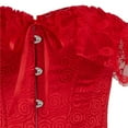 thumbnail image 6 of Lace Short Sleeves Corset Top Sexy Bustier Lingerie Waist Cincher Costume Tops Red M, 6 of 7