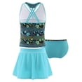 thumbnail image 4 of YEAHDOR Girls 3Pcs Swimwear Bathing Suit Sleeveless V Neck Swimming Tops with Briefs and Skirt Teal 8, 4 of 7