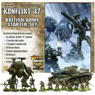 Wargames Delivered 28mm Military Tanks Miniatures Game - World War RPG Miniature Wargames Set - Warlord Games Konflikt '47: British Army Starter Set