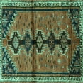thumbnail image 1 of Ahgly Company Machine Washable Indoor Square Persian Turquoise Blue Traditional Area Rugs, 3' Square, 1 of 4