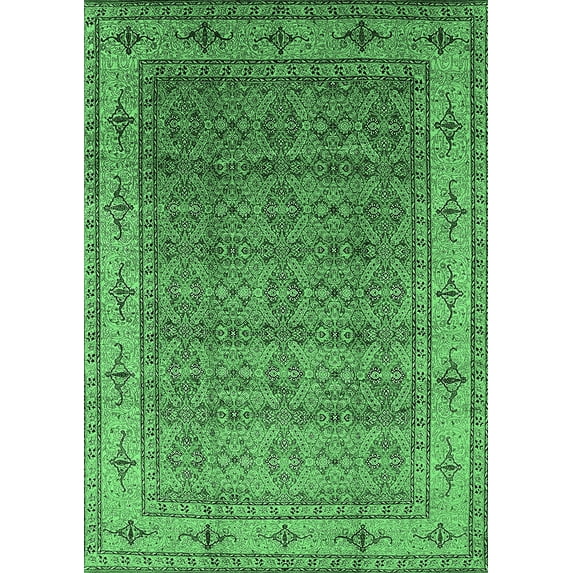 Ahgly Company Indoor Rectangle Oriental Emerald Green Industrial Area Rugs, 8' x 12'