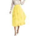 thumbnail image 2 of Tulle Skirts for Women High Waisted Irregular Mesh Layered A Line Flowy Midi Skirts Tutu Skirt Puffy Fairy Skirt, 2 of 4