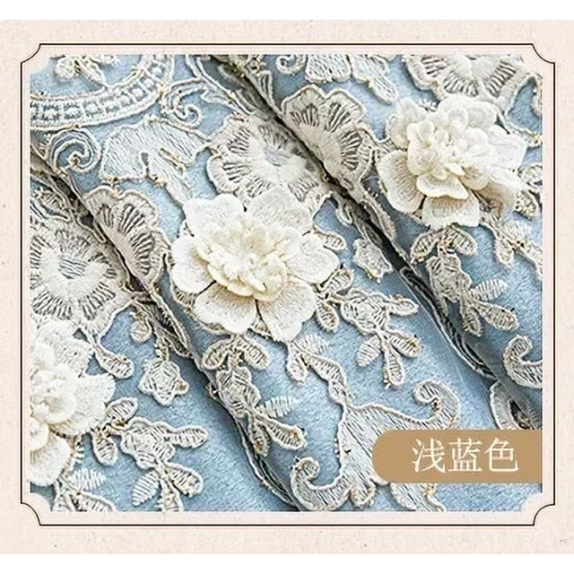 European Palace Luxury Curtains for Living Room Valance Grey Curtains Double Layer Relief Embroidered Tulle Blackout Curtains