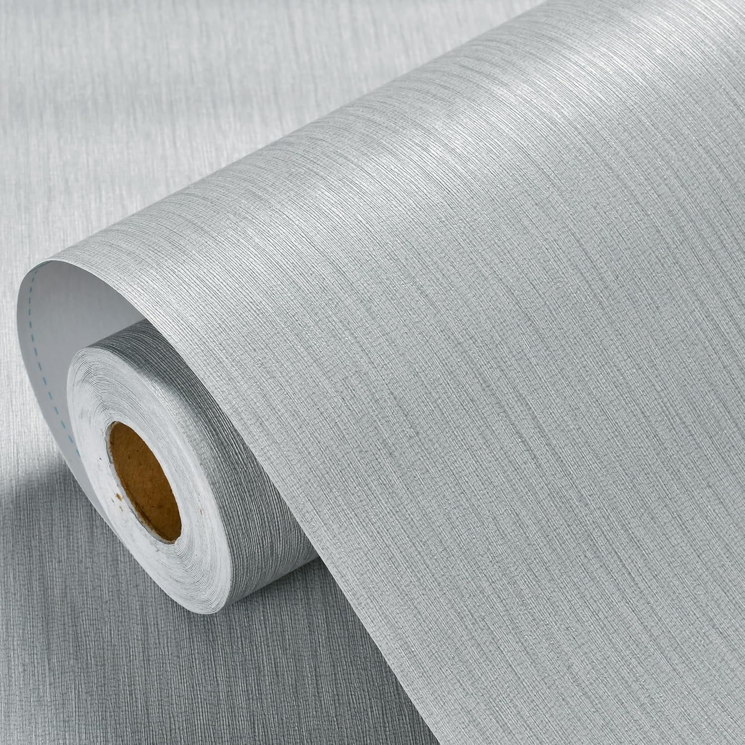 Grasscloth Wallpaper Peel and Stick 20.9in X 393in Fabric Contact Paper Wall Paper Textured Wallpaper Vertical Stripes Look Self-Adhesive Thick Vinyl Embossed (Gray)