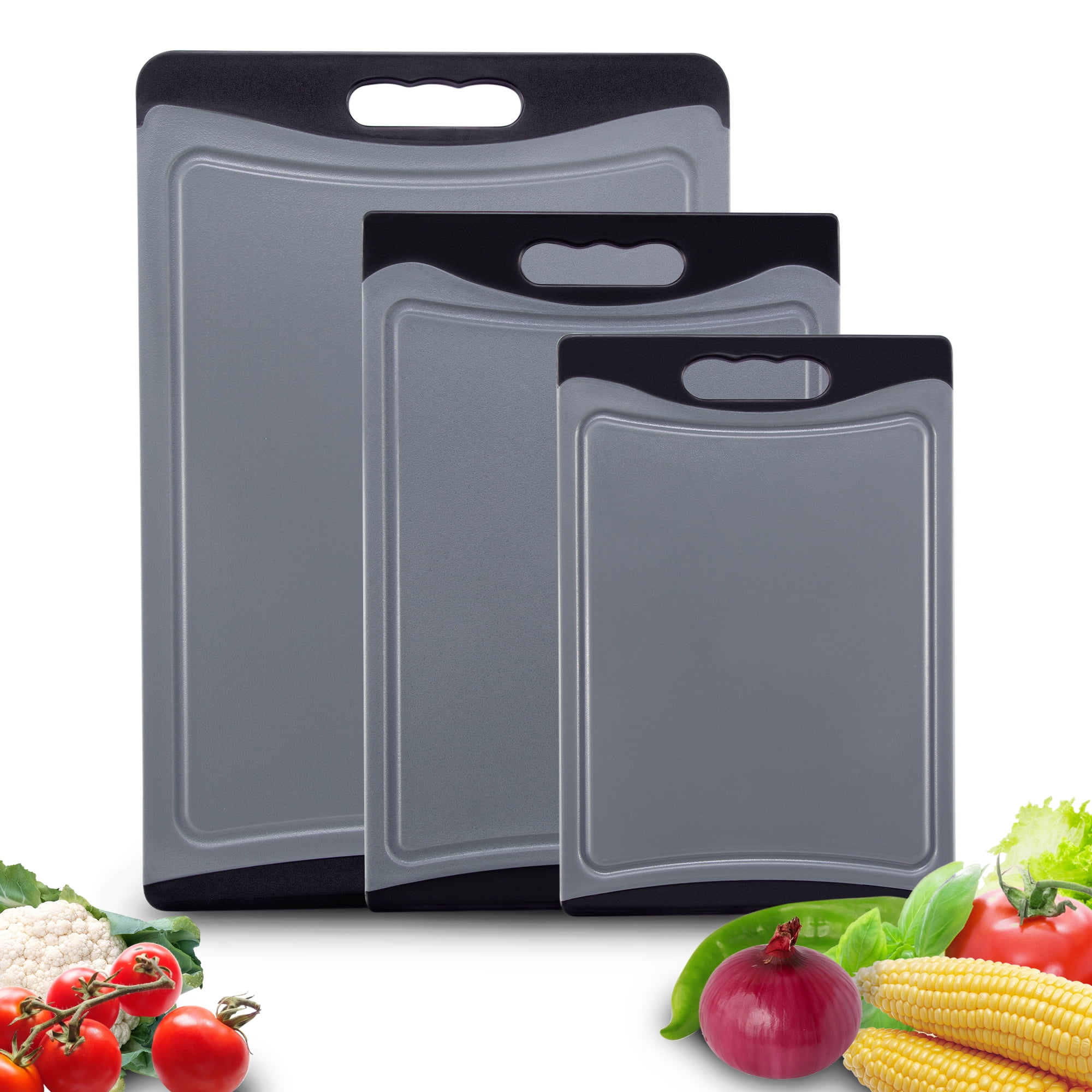 Cutting Boards for Kitchen Set of 3, Plastic Cutting Board Set