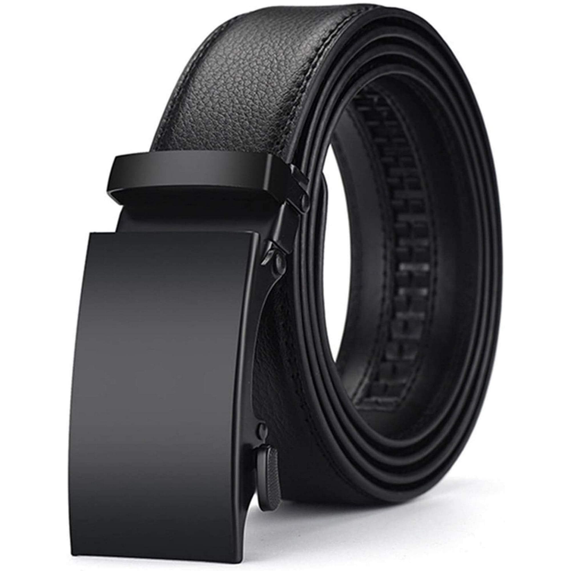 Ceinture Cliquet Automatique Ceinture Homme FEFLO En Cuir Noir - Système à Cliquet - Ajustable Et Tronçonnable - 35mm Ceinture Boucle Automatique