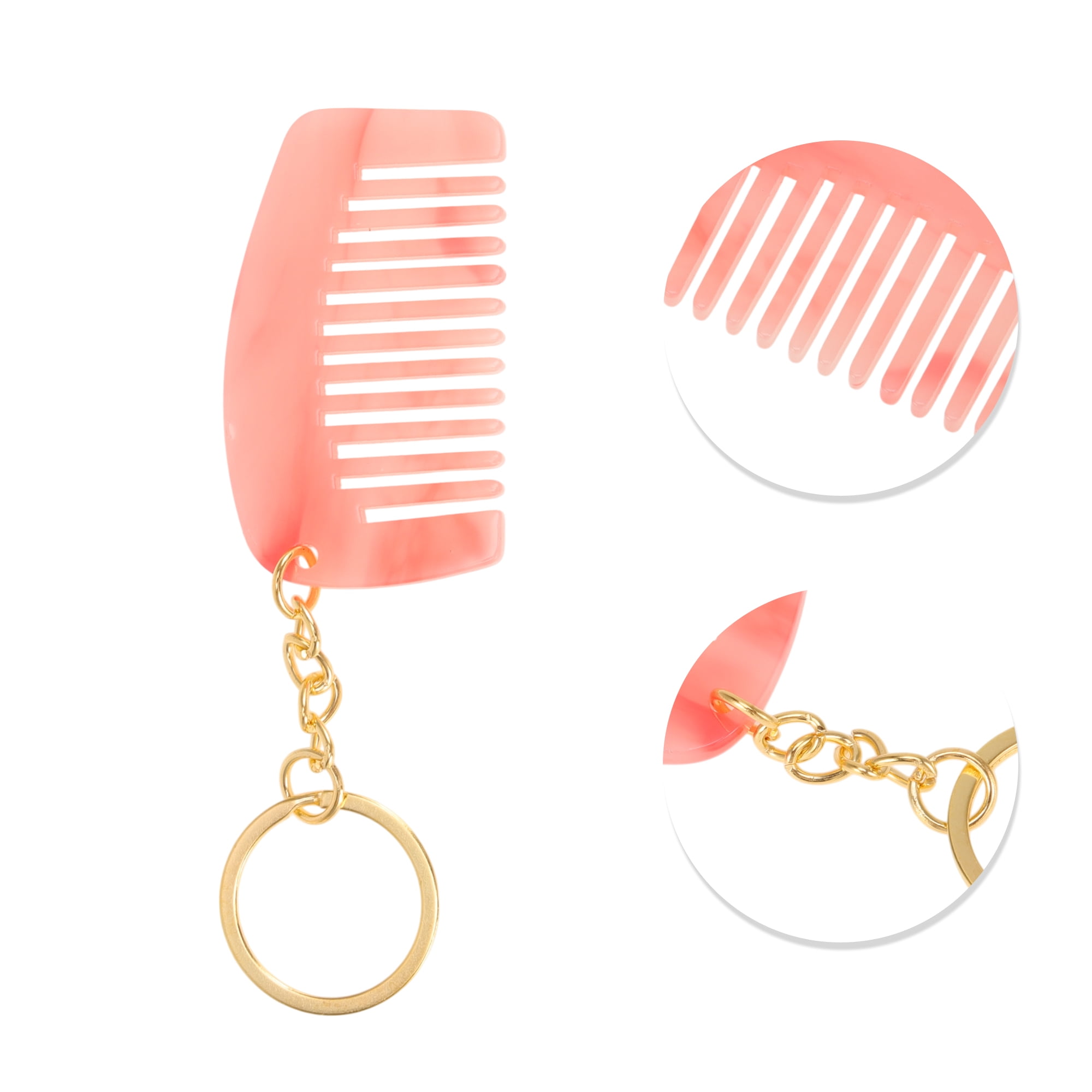 Unique Bargains 1 Pc Portable Mini Keychain Hair Comb for All Hair Types Styles Pink